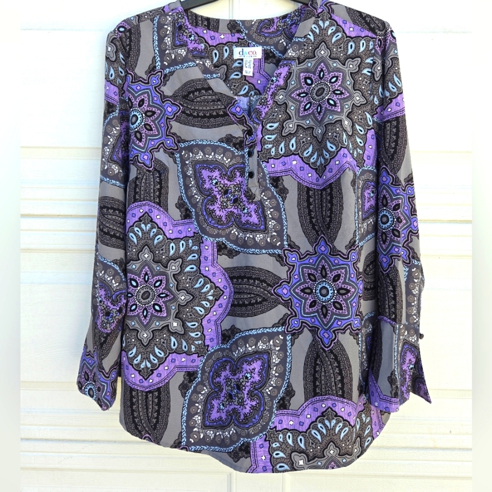 D& Co Purple and Gray  Blouse